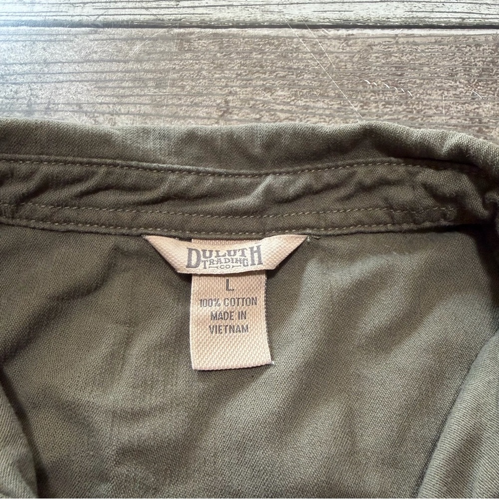 Duluth Trading Canvas Shirt Dress Women’s L Green Heavyweight 100% Cotton - Picture 8 of 8